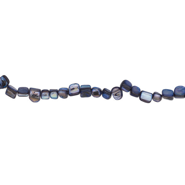 Mother-of-pearl shell 1pkg1, triangle tube bead 14 inch dark blue 6x5mm-10x9mm image number 1