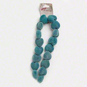 Bead, acrylic, teal, 25x24mm puffed heart. Sold per pkg of 17 beads.