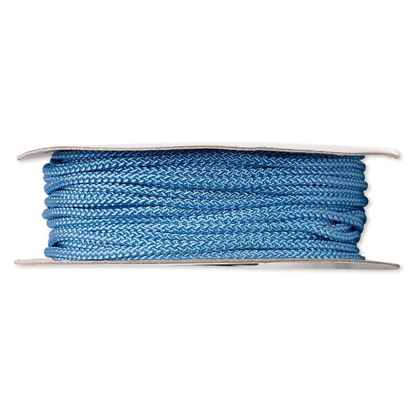 Cord, nylon, blue, 3mm round. Sold per 100-foot spool. image number 0