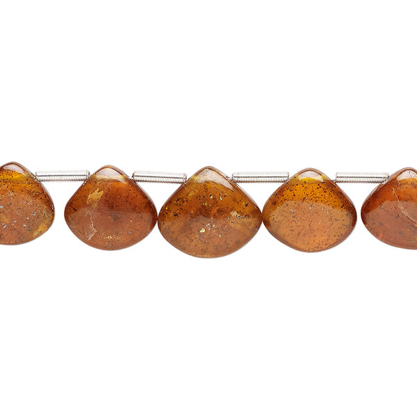 Orange kyanite (natural) 1pkg20, hand-cut top-drilled puffed teardrop bead, graduated 6-12mm image number 1