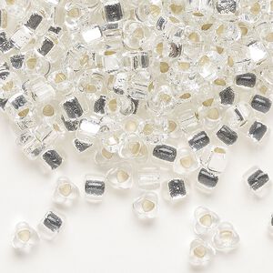 Seed bead, Miyuki, glass, silver-lined translucent clear, (TR1101), #5 triangle. Sold per 250-gram pkg.