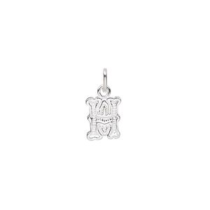 Charm, sterling silver, 9x7mm fancy block alphabet letter "H." Sold individually.