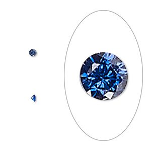 Gem, cubic zirconia, spinel blue, 2mm faceted round, Mohs hardness 8-1/2. Sold per pkg of 10.