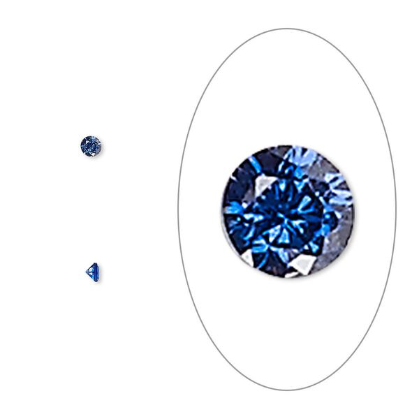 Gem, cubic zirconia, spinel blue, 2mm faceted round, Mohs hardness 8-1/2. Sold per pkg of 10. image number 0