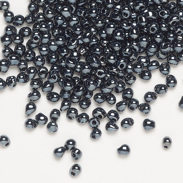 Seed bead, Miyuki, glass, pkg/10g, 3.3x2.8mm mini fringe, opaque gunmetal silver (DP-451). image number 0
