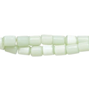 Bead fiber optic 2pk opaque sea green, 6x4mm-6x6mm round tube 14 inch