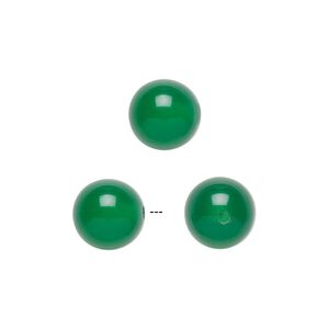 Green agate 1pkg2, half-drilled round bead 8mm