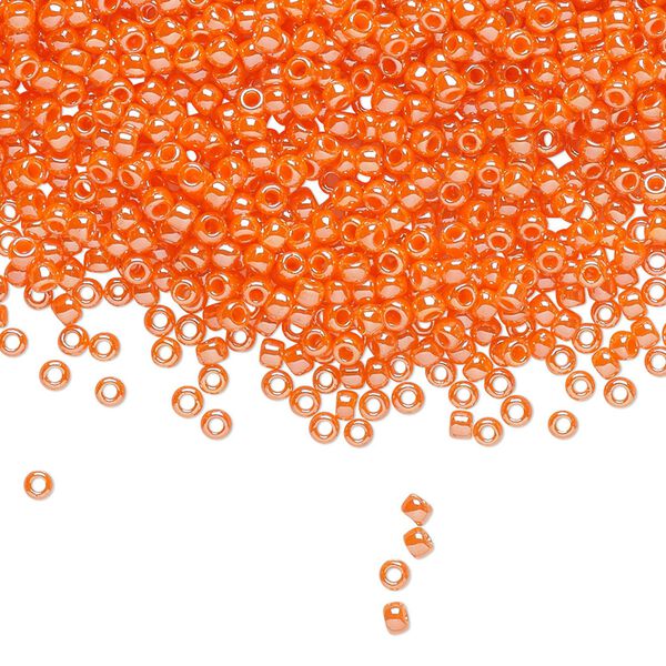 Seed bead, TOHO BEADS®, glass, pkg/250g, #11 round, opaque luster pumpkin (TR-11-129). image number 0