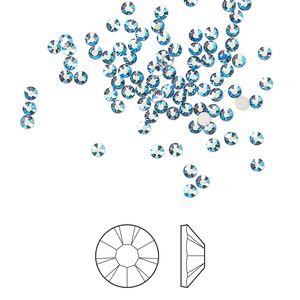 Flat back 144pk denim blue AB foil back, Preciosa MAXIMA Czech crystal hotfix rhinestone 1.9-2.1mm chaton rose round SS6