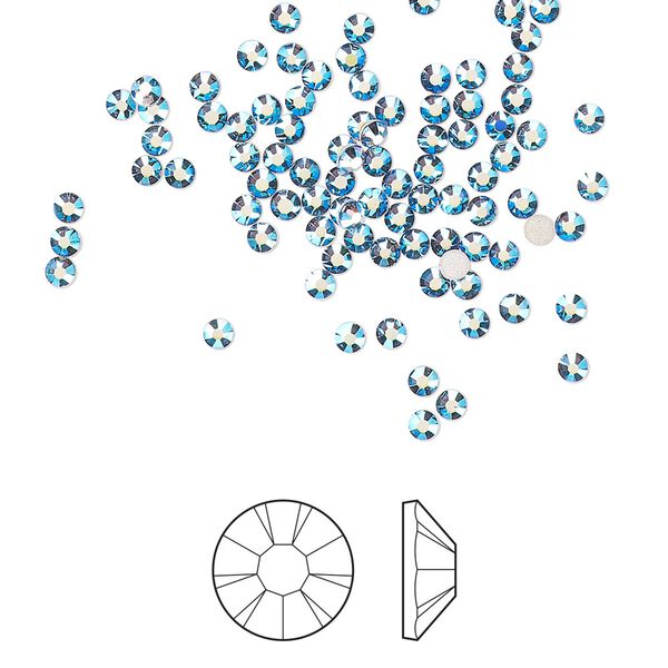 Flat back 144pk denim blue AB foil back, Preciosa MAXIMA Czech crystal hotfix rhinestone 1.9-2.1mm chaton rose round SS6 image number 0