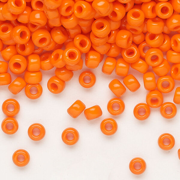 Seed bead, Miyuki, glass, pkg/25g, #6 rocaille, opaque orange, (RR-406). image number 0
