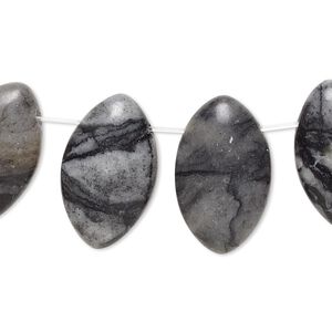 Picasso marble 1pkg4, top-drilled puffed flat back marquise drop natural 23x14mm-24x15mm