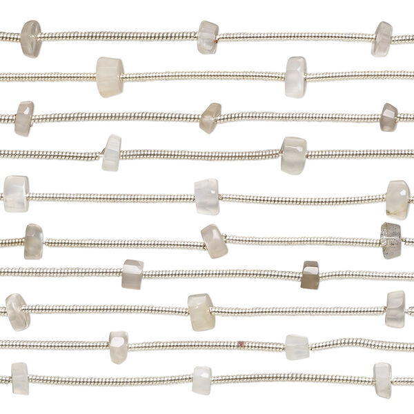 Bead, multi-moonstone (natural), 3x1mm-6x4mm hand-cut faceted heishi with 0.4-1.4mm hole, C grade, Mohs hardness 6 to 6-1/2. Sold per pkg of (10) 7-inch strands. image number 0