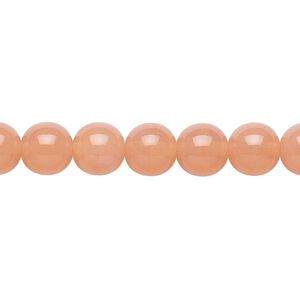 Bead, Preciosa, Czech glass druk, translucent pink opal, 8mm round. Sold per 15-1/2" to 16" strand.