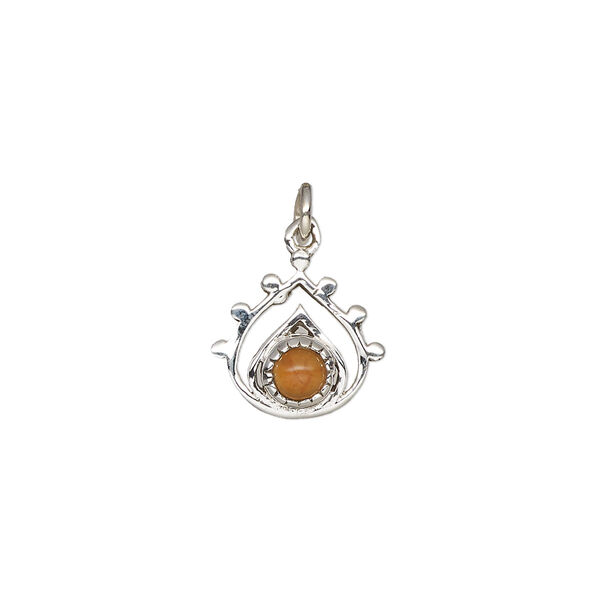 Carnelian / sterling silver 1pkg1, open teardrop drop antiqued 13x12.5mm image number 0