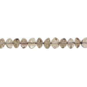 Smoky quartz 1pkg1, hand-cut saucer bead, 13 inch 5x2mm-6x5mm