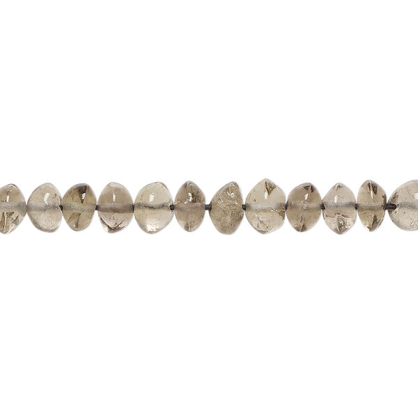 Smoky quartz 1pkg1, hand-cut saucer bead, 13 inch 5x2mm-6x5mm image number 0