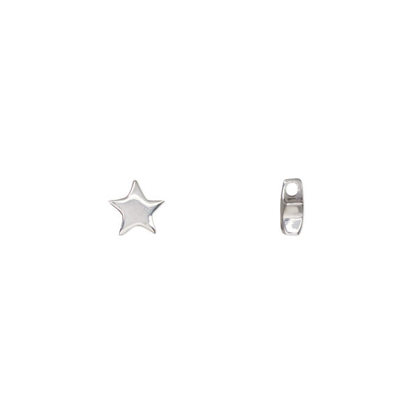 Charm, sterling silver, 6mm double-sided star. Sold per pkg of 2. image number 0