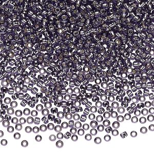 Seed bead, TOHO BEADS®, glass, pkg/7.5g, #11 round, transparent silver-lined tanzanite (TR-11-39).