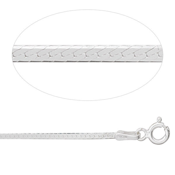 Chain, sterling silver, 1.5-1.7mm herringbone, 18 inches. Sold individually. image number 0