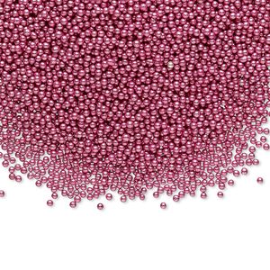 Bead, coated glass, opaque pink, 1mm undrilled micro round. Sold per 15-gram vial.