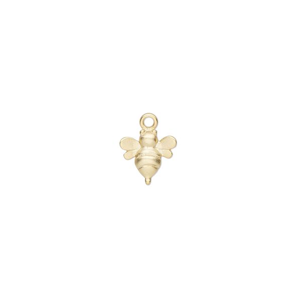 Charm Amoracast® 1pkg1 sterling silver, 9x8mm single-sided bumble bee, "vermeil" (gold finish) image number 0