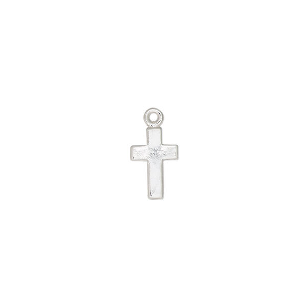Drop, sterling silver, 10x7mm cross. Sold per pkg of 2. image number 0