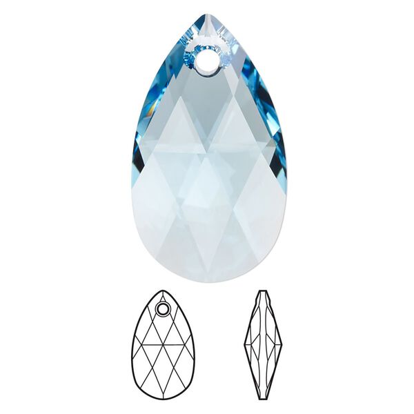 Drop 36pk aquamarine, Swarovski® 28x17mm pendant pear 6106 image number 0
