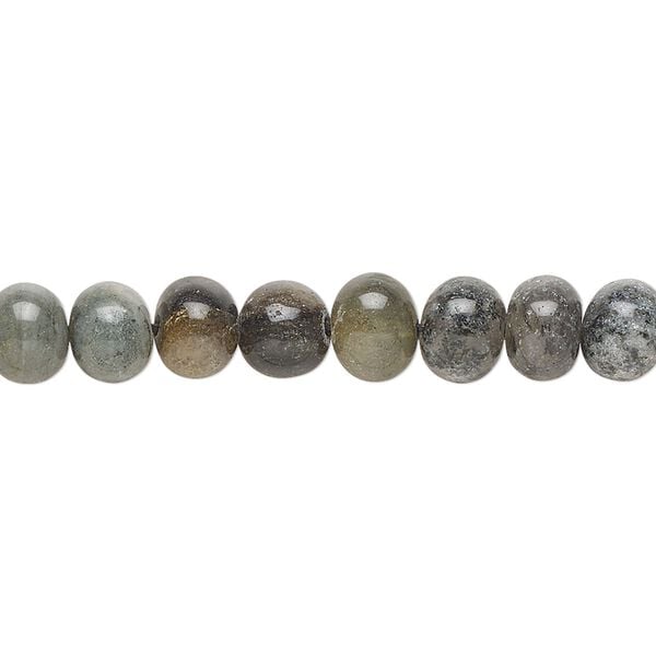 Black spotted quartz 1pkg1, hand-cut uneven round / rondelle bead natural 14 inch 6-7mm / 7x5mm image number 0