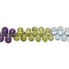 Multi-gemstone 1pkg1, hand-cut top-drilled faceted teardrop bead, 8 inch 6x3-7x4mm image number 1