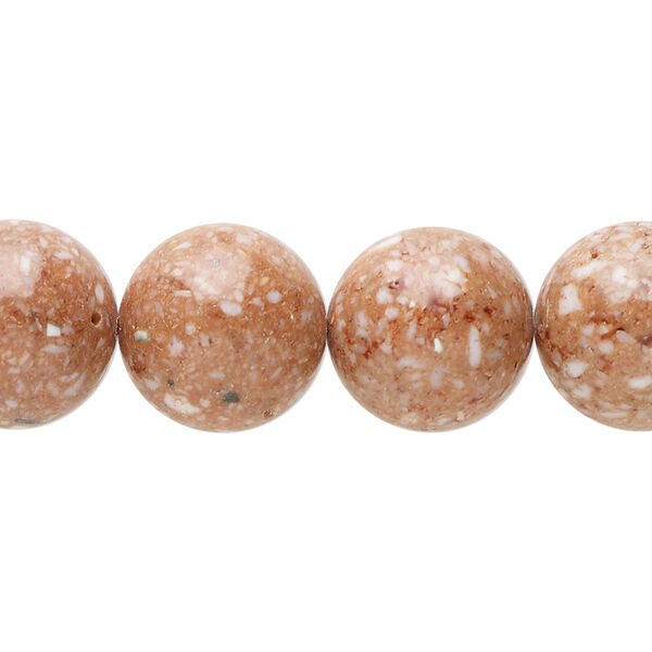 Multi-gemstone / mother-of-pearl shell / resin 1pkg1, round bead 15 inch 13-15mm image number 0