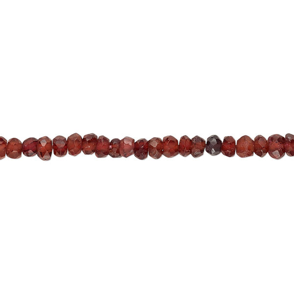 Bead, garnet (dyed), 3x2mm-4x3mm hand-cut faceted rondelle, B- grade, Mohs hardness 7 to 7-1/2. Sold per 14-inch strand. image number 0