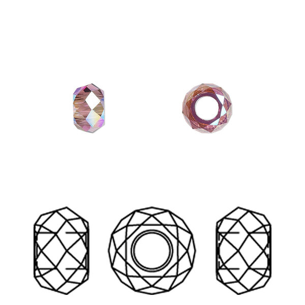 Bead 4pk amethyst shimmer 2X, Crystal Passions® 6x3.75mm briolette XL hole 5042 image number 0