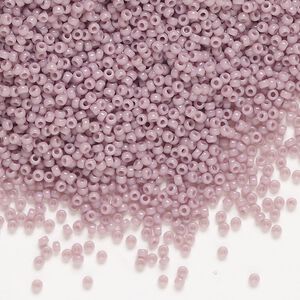 Seed bead, Miyuki, glass, pkg/250g, #15 rocaille, opaque mauve (RR-410).