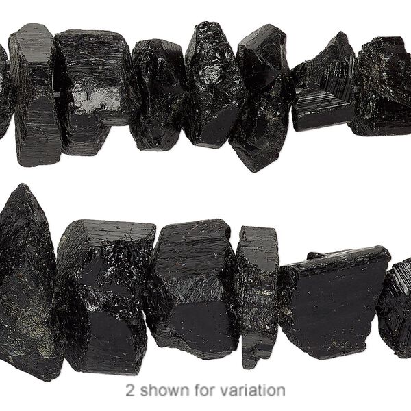 Black tourmaline 1pkg1, rough slice bead natural 15.5-16 inch medium to large image number 0