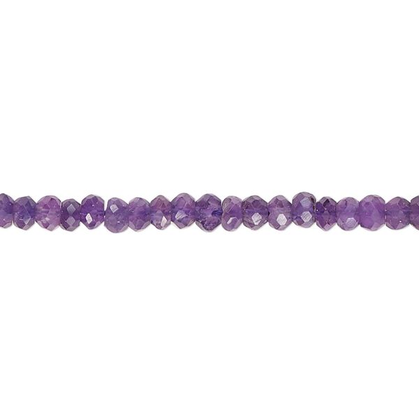 Amethyst 1pkg1, hand-cut faceted rondelle bead natural 15.5-16 inch 3x2mm-4x3mm image number 0