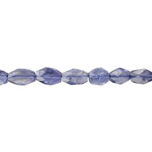 Iolite 1pkg1, hand-cut faceted oval bead 15.5-16 inch 6x5mm