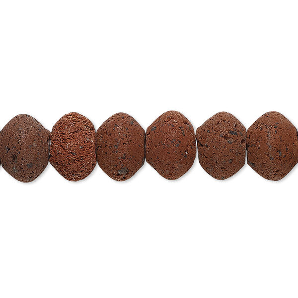Bead, lava rock (natural), red, 10x7mm saucer, B grade, Mohs hardness 3 to 3-1/2. Sold per 15-1/2" to 16" strand. image number 0