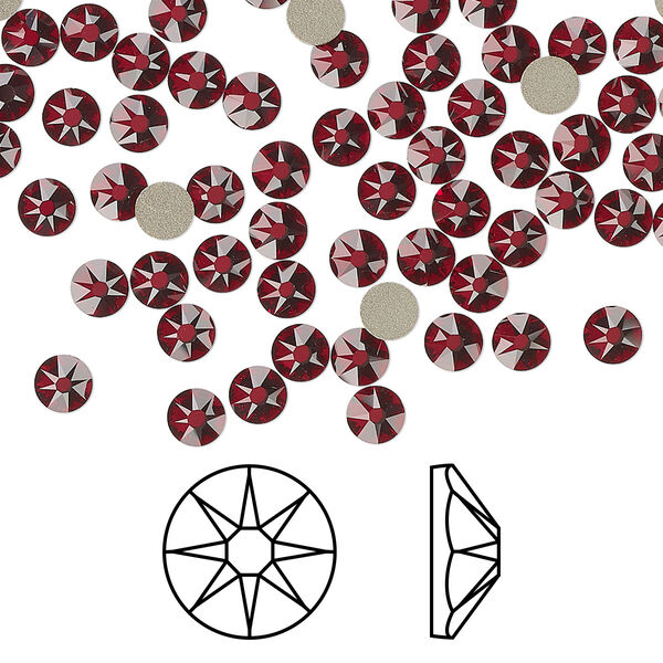 Flat back 144pk Siam foil back, Crystal Passions® 3.8-4mm rose round SS16 2088 image number 0
