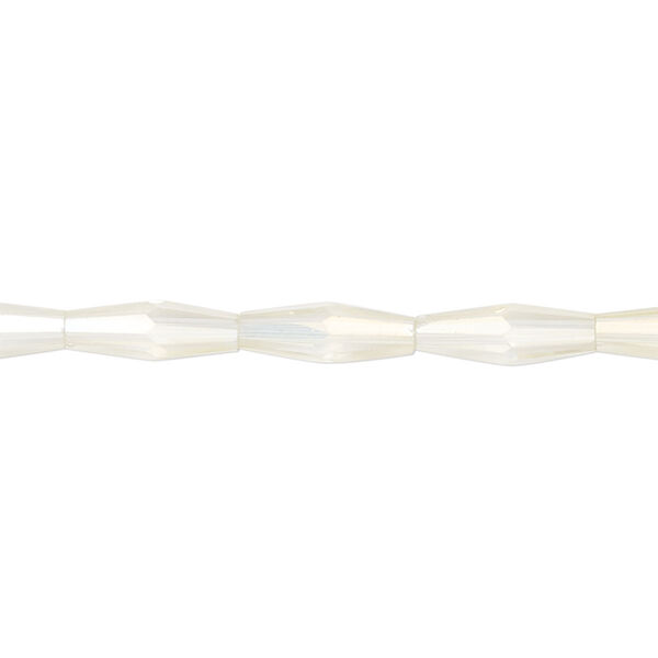 Bead, glass, crystal AB, 12x4mm long bicone. Sold per 15-1/2 to 16-inch strand. image number 0