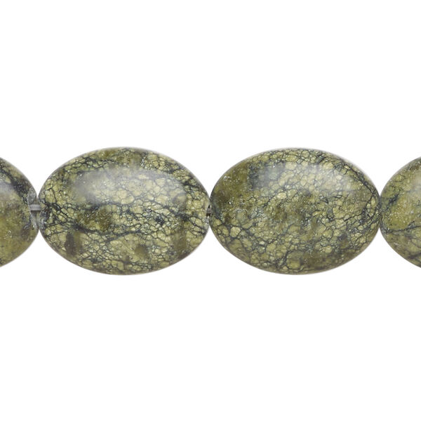 Russian serpentine 1pkg1, puffed oval bead natural, 15 inch 18x13mm-18x14mm image number 0