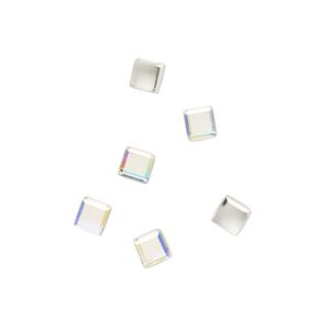 Flat back 6pk crystal AB foil back, Preciosa Czech crystal rhinestone 4mm cube