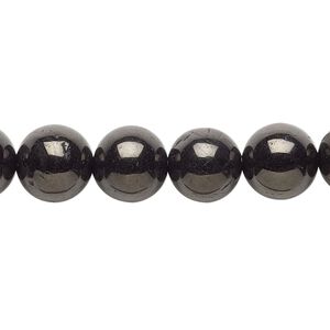 Jet 1pkg1, round bead natural 15.5-16 inch 10mm