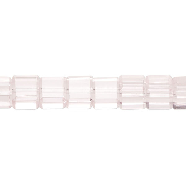 Bead, glass, transparent pink, 7mm cube. Sold per 8-inch strand, approximately 30 beads. image number 0