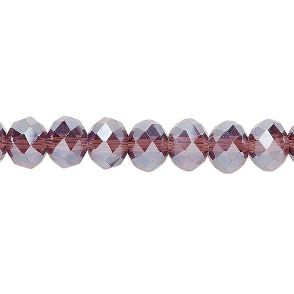 Bead 1pkg1 glass, 8x5mm-8x6mm faceted rondelle, 15 inch translucent luster amethyst image number 0