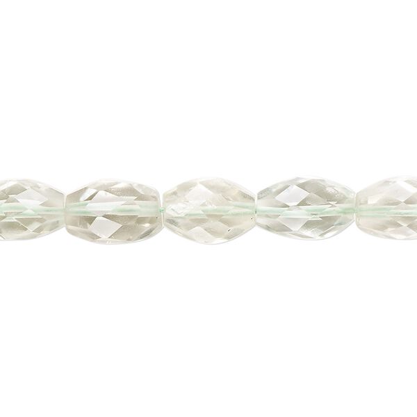 Green quartz 1pkg1, hand-cut micro-faceted oval bead 6.5 inch 8x6mm-14x8mm image number 0