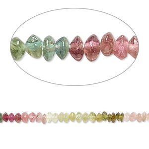 Multi-tourmaline 1pkg1, hand-cut saucer bead natural 6 inch 2x1mm-3x2mm