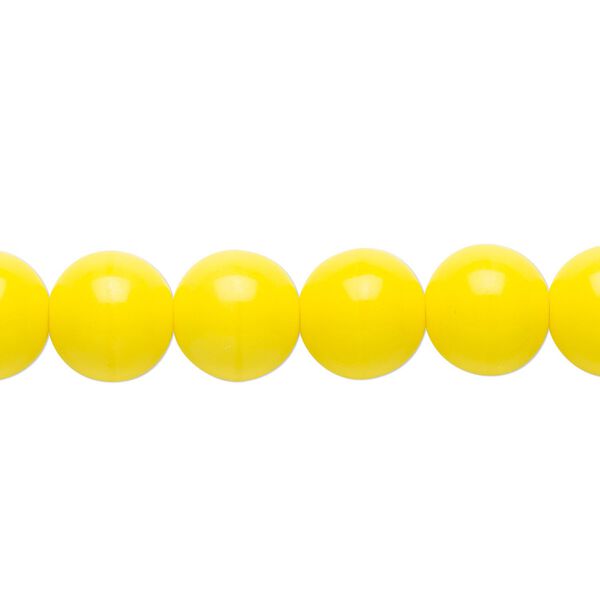 Bead, Czech glass druk, opaque yellow, 10mm round. Sold per 15-1/2" to 16" strand. image number 0