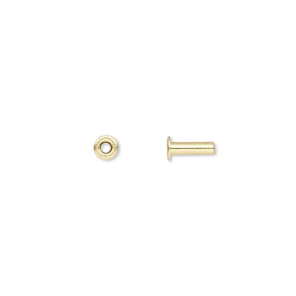Eyelet, brass, 7x3.5mm with 6x1.9mm tube and 1.4mm inside diameter, fits 2mm hole. Sold per pkg of 100. image number 0