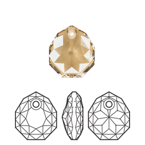 Drop 24pk crystal golden shadow, Swarovski® 16x13.5mm pendant majestic 6436 image number 0